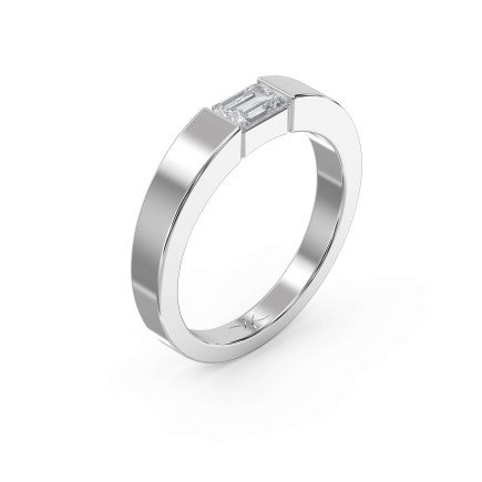 Flat Promise Ring with Emerald Cut Lab-Grown & Natural Diamond for Men