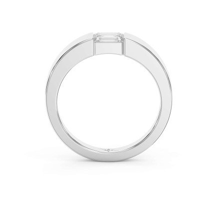 Flat Promise Ring with Emerald Cut Lab-Grown & Natural Diamond for Men