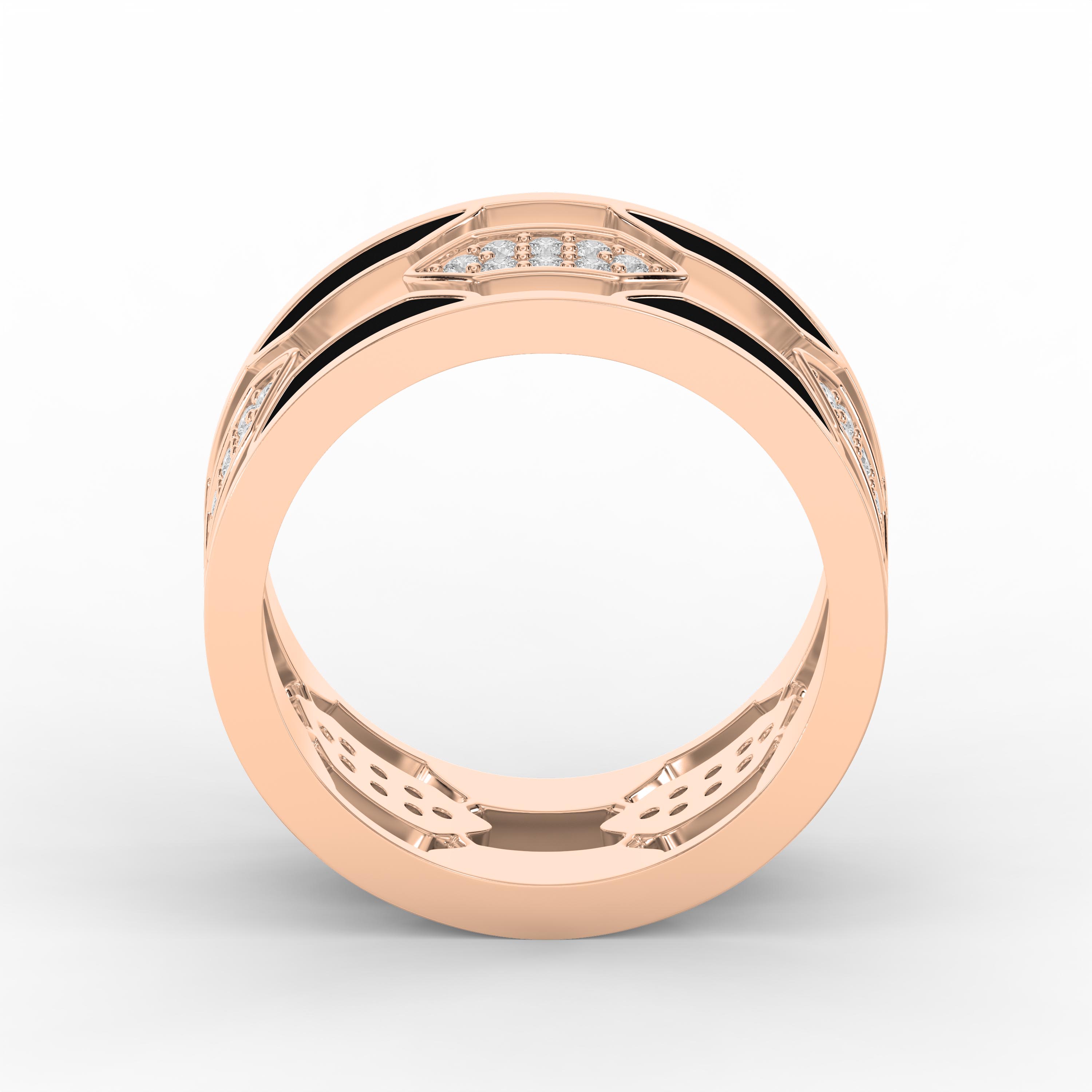 Geometric Diamond Cluster Band Ring with Black Enamel – Bold Modern Lab-Grown & Natural Diamond Ring