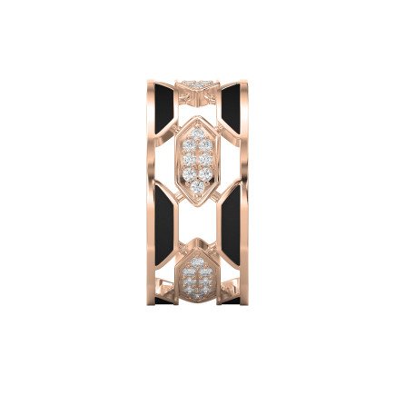 Geometric Diamond Cluster Band Ring with Black Enamel – Bold Modern Lab-Grown & Natural Diamond Ring