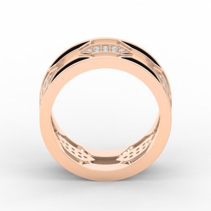 Geometric Diamond Cluster Band Ring with Black Enamel – Bold Modern Lab-Grown & Natural Diamond Ring