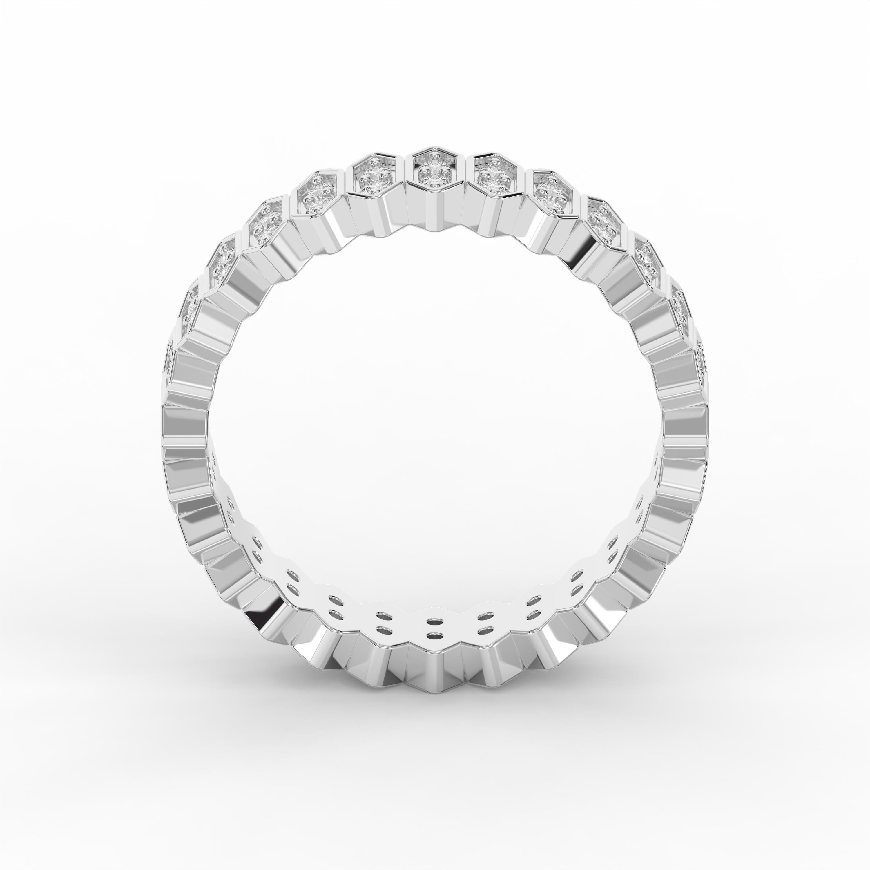 Eternal Hexagon  Round Shape Diamond Band – Marquise Motif Wedding Ring | Lab-Grown & Natural Diamonds