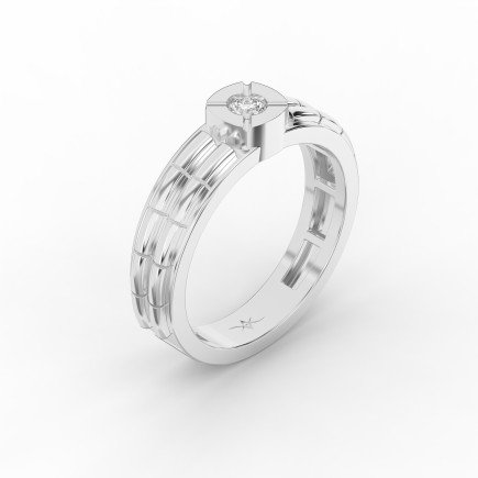 Round Diamond Solitaire Sentinel Men's  Ring | Lab - Grown Diamond Jewelry - Valam Design