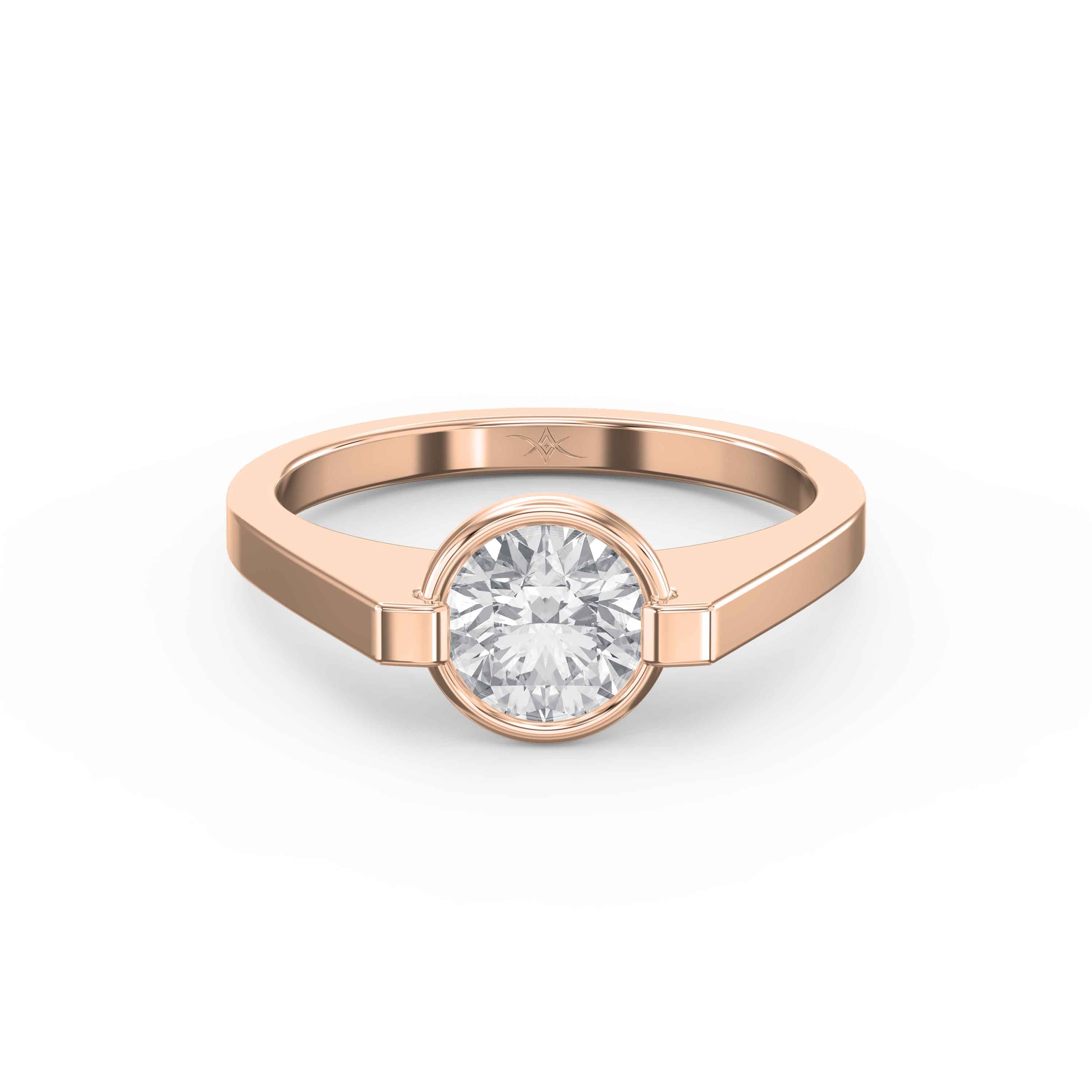 Customizable Half Bezel Solitaire Engagement Ring – Lab Grown or Natural Diamond