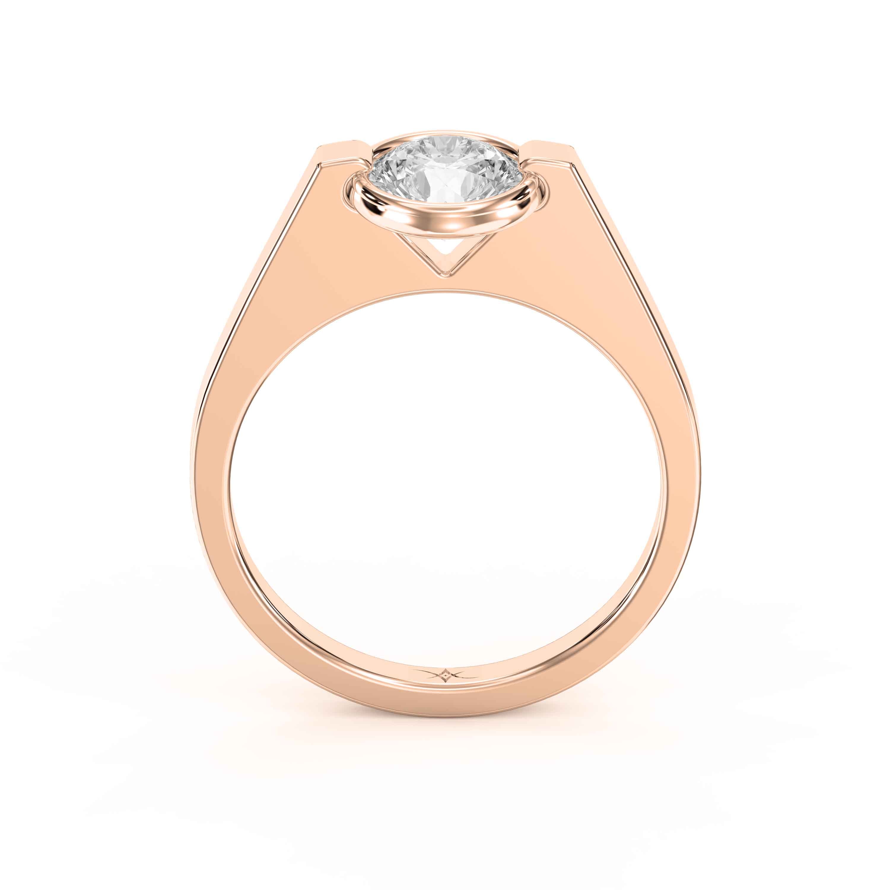 Customizable Half Bezel Solitaire Engagement Ring – Lab Grown or Natural Diamond