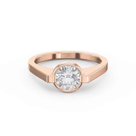 Customizable Half Bezel Solitaire Engagement Ring – Lab Grown or Natural Diamond