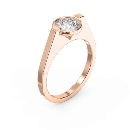 Customizable Half Bezel Solitaire Engagement Ring – Lab Grown or Natural Diamond