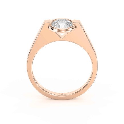 Customizable Half Bezel Solitaire Engagement Ring – Lab Grown or Natural Diamond