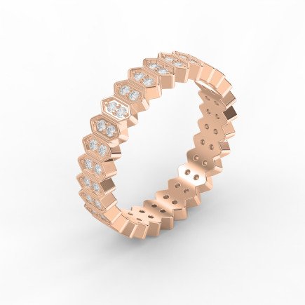Eternal Hexagon  Round Shape Diamond Band – Marquise Motif Wedding Ring | Lab-Grown & Natural Diamonds