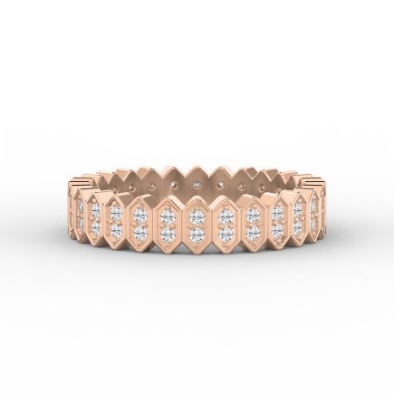 Eternal Hexagon  Round Shape Diamond Band – Marquise Motif Wedding Ring | Lab-Grown & Natural Diamonds