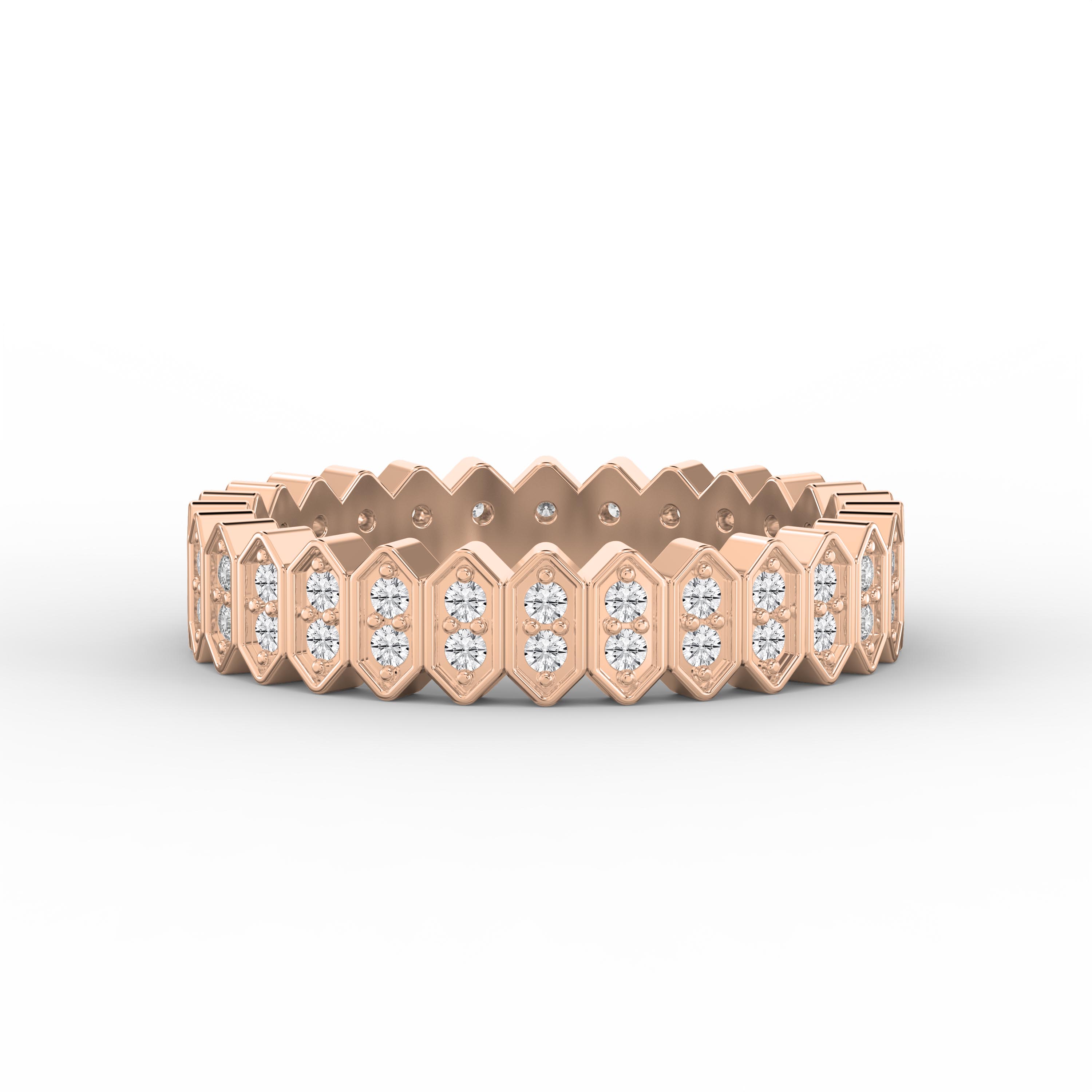 Eternal Hexagon  Round Shape Diamond Band – Marquise Motif Wedding Ring | Lab-Grown & Natural Diamonds