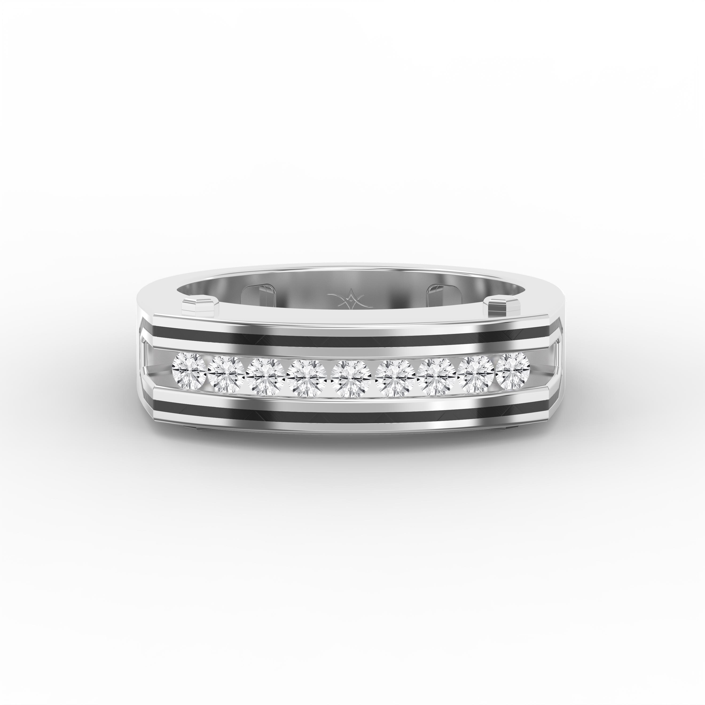 Round Diamond  Onyx Channel Men's  Ring  | Lab - Grown & Natural Diamond Jewelry - Valam Design