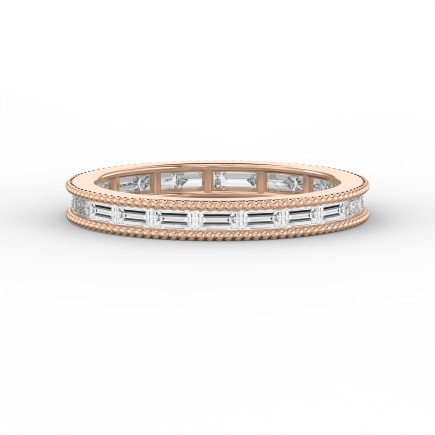 Diamond Band Ring – Alternating Baguette  Cut Diamonds with Milgrain Detailing | Elegant Wedding & Anniversary Ring | Luxury Fine Jewelry Gift