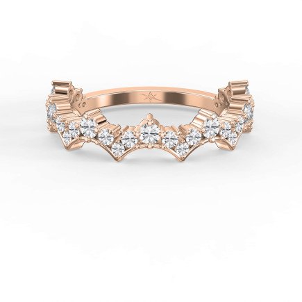 Curved Ring with Round Diamonds – Lab-Grown or Natural Diamond Band
