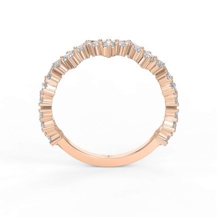 Curved Ring with Round Diamonds – Lab-Grown or Natural Diamond Band