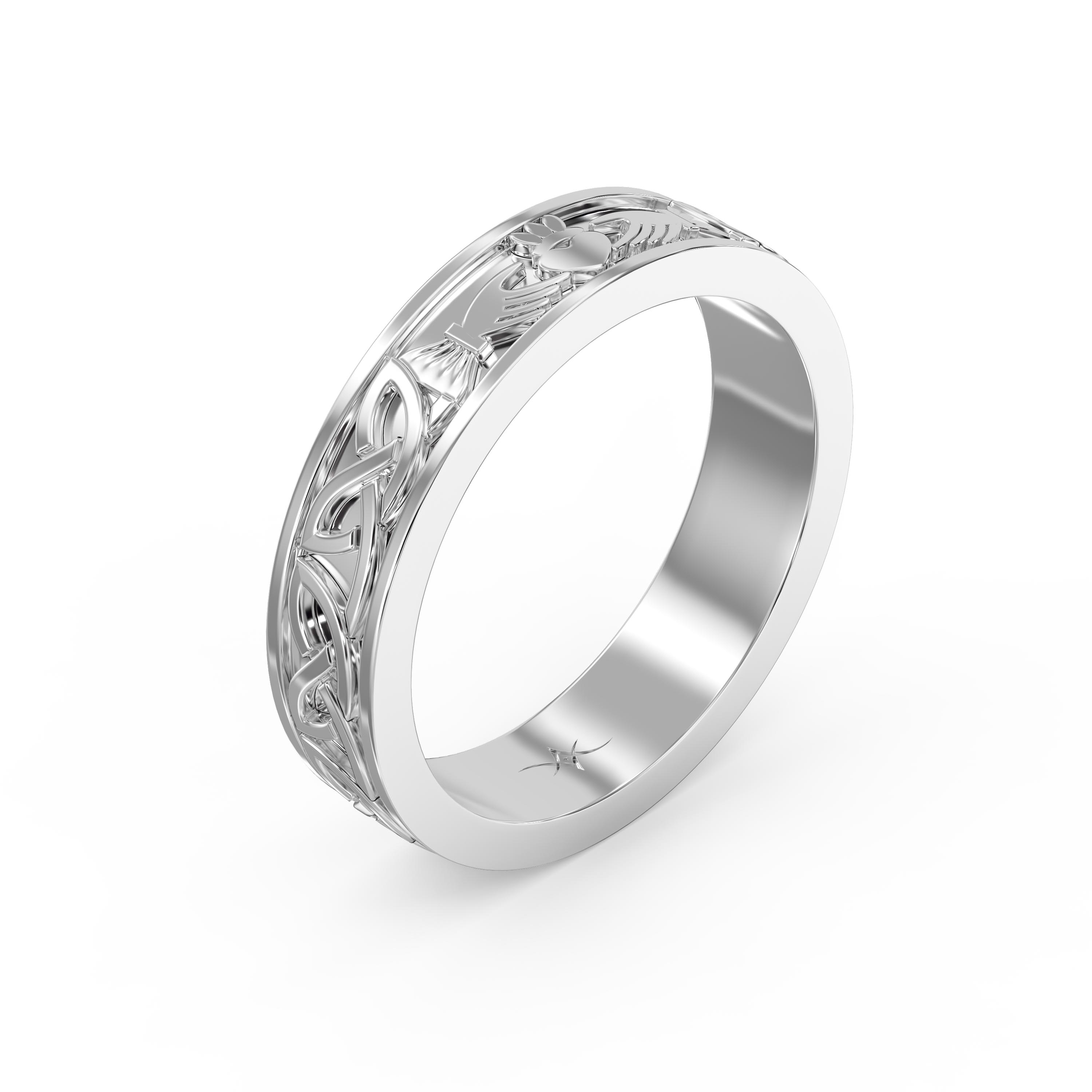 Claddagh Ring with Celtic Knot Band – Traditional Irish Love & Friendship Vintage Band