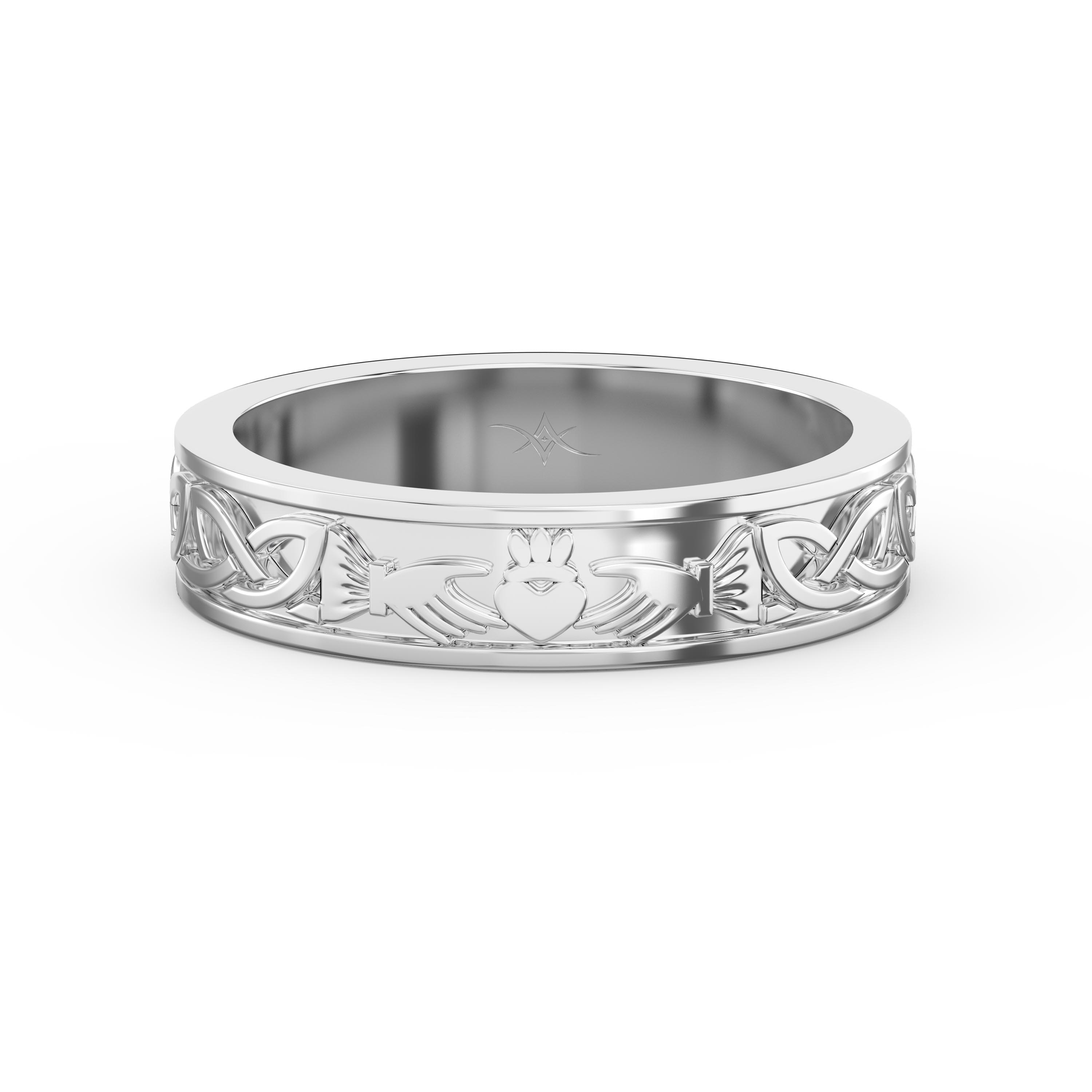 Claddagh Ring with Celtic Knot Band – Traditional Irish Love & Friendship Vintage Band
