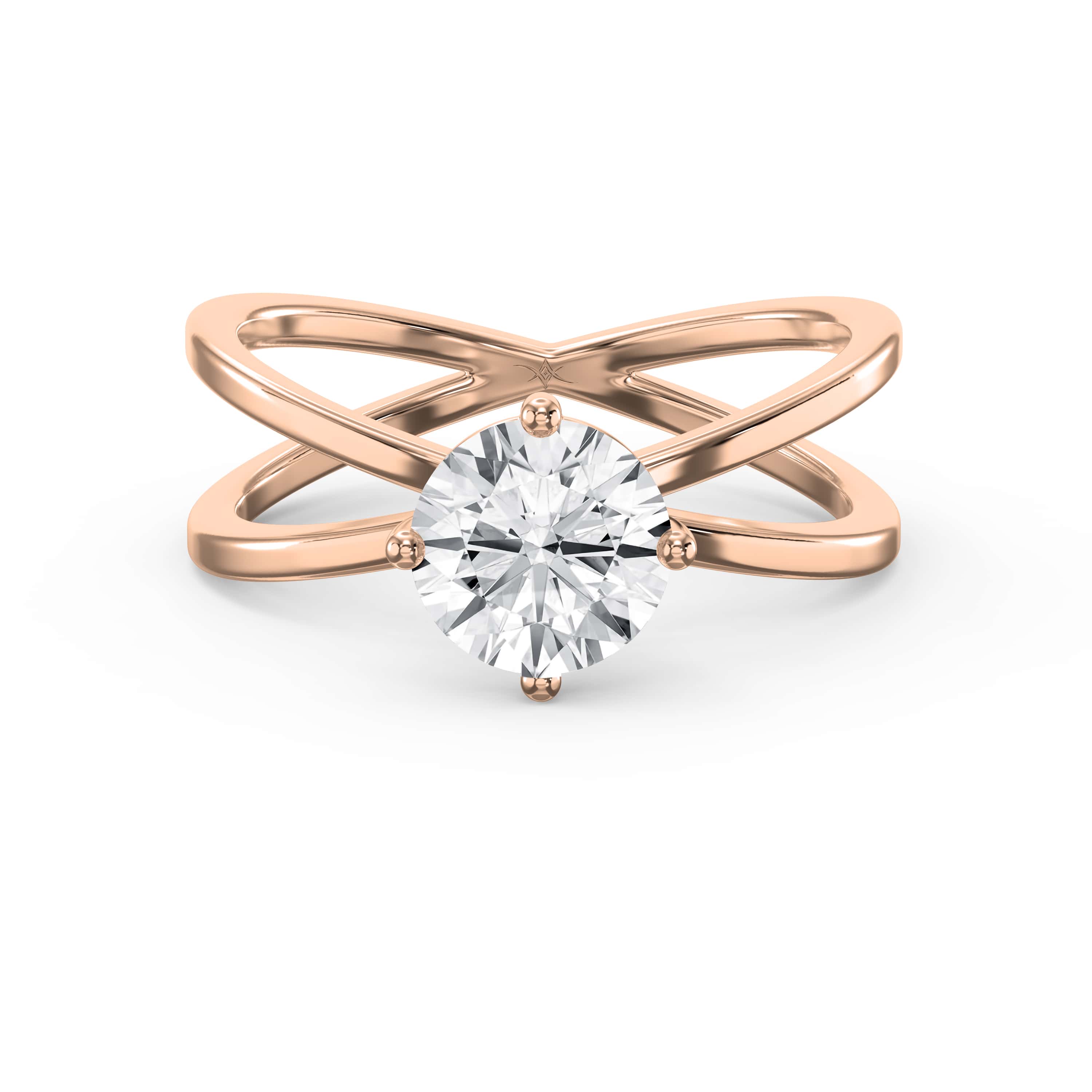 4-Prong Diamond Ring with Criss-Cross Band