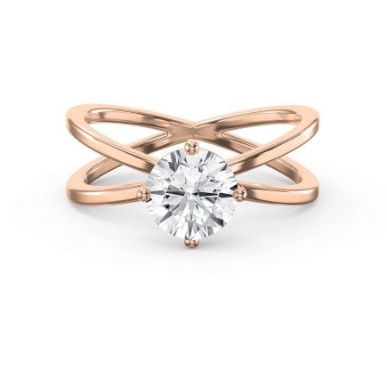 4-Prong Diamond Ring with Criss-Cross Band