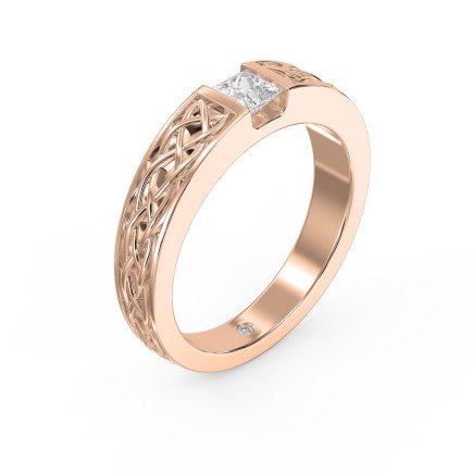 Celtic Knot Princess-Cut Diamond Vintage Band – Available in Yellow, White, Rose Gold & Platinum