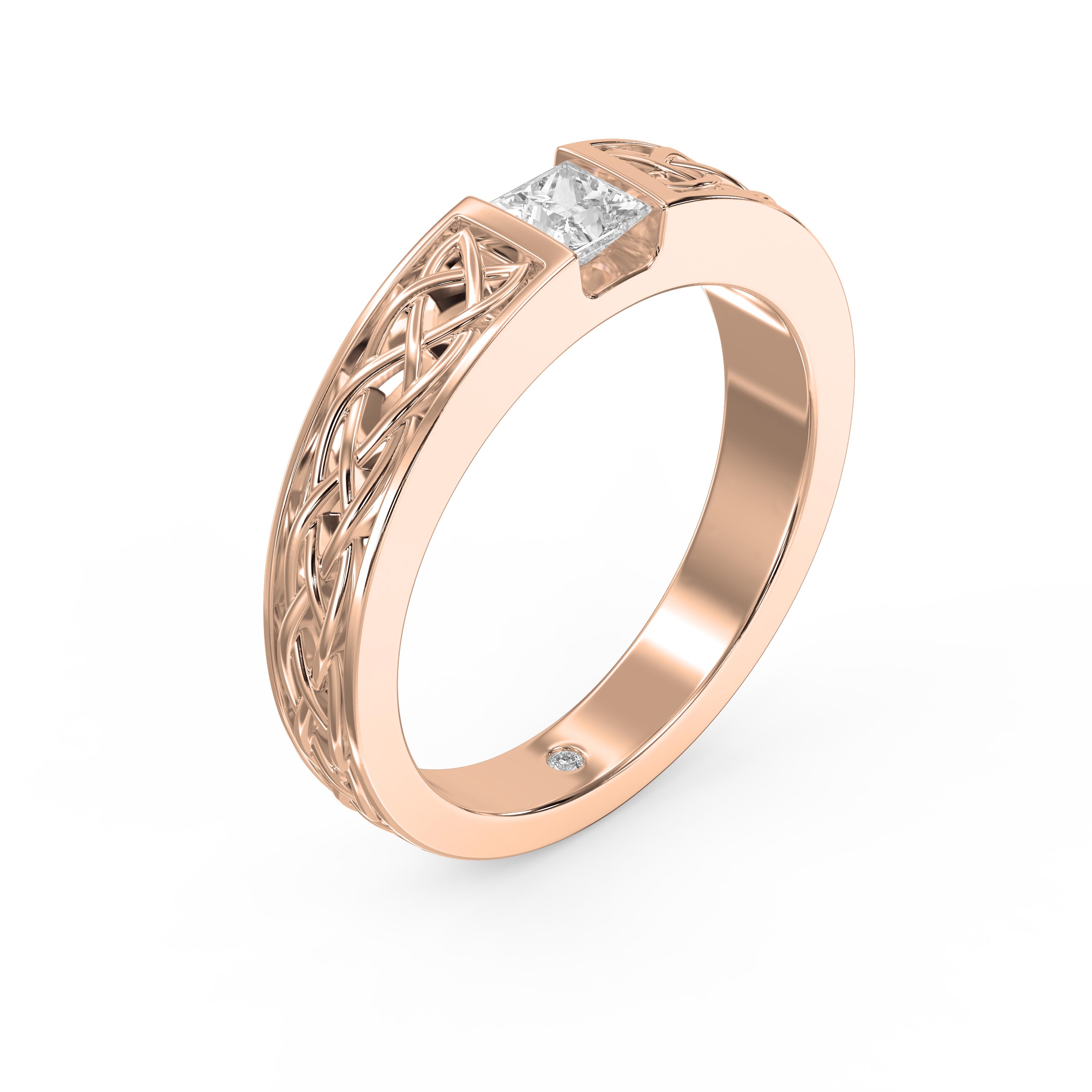 Celtic Knot Princess-Cut Diamond Vintage Band – Available in Yellow, White, Rose Gold & Platinum