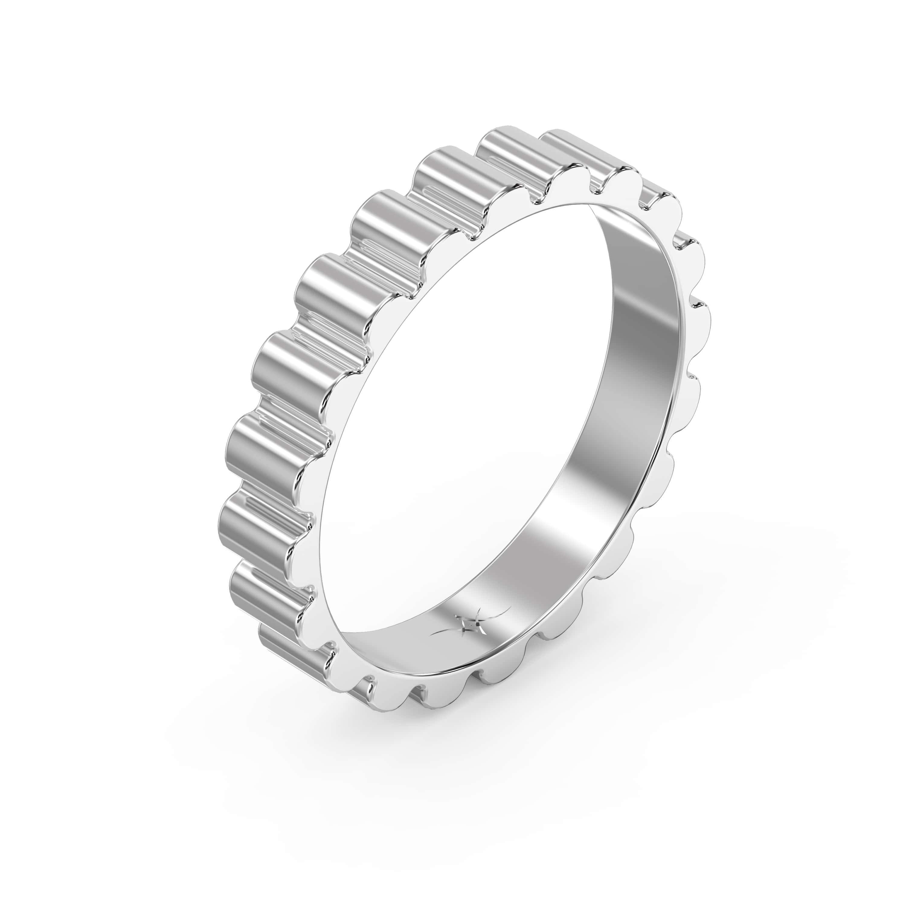 Fluted Wedding Band for Him – Solid Gold for Men