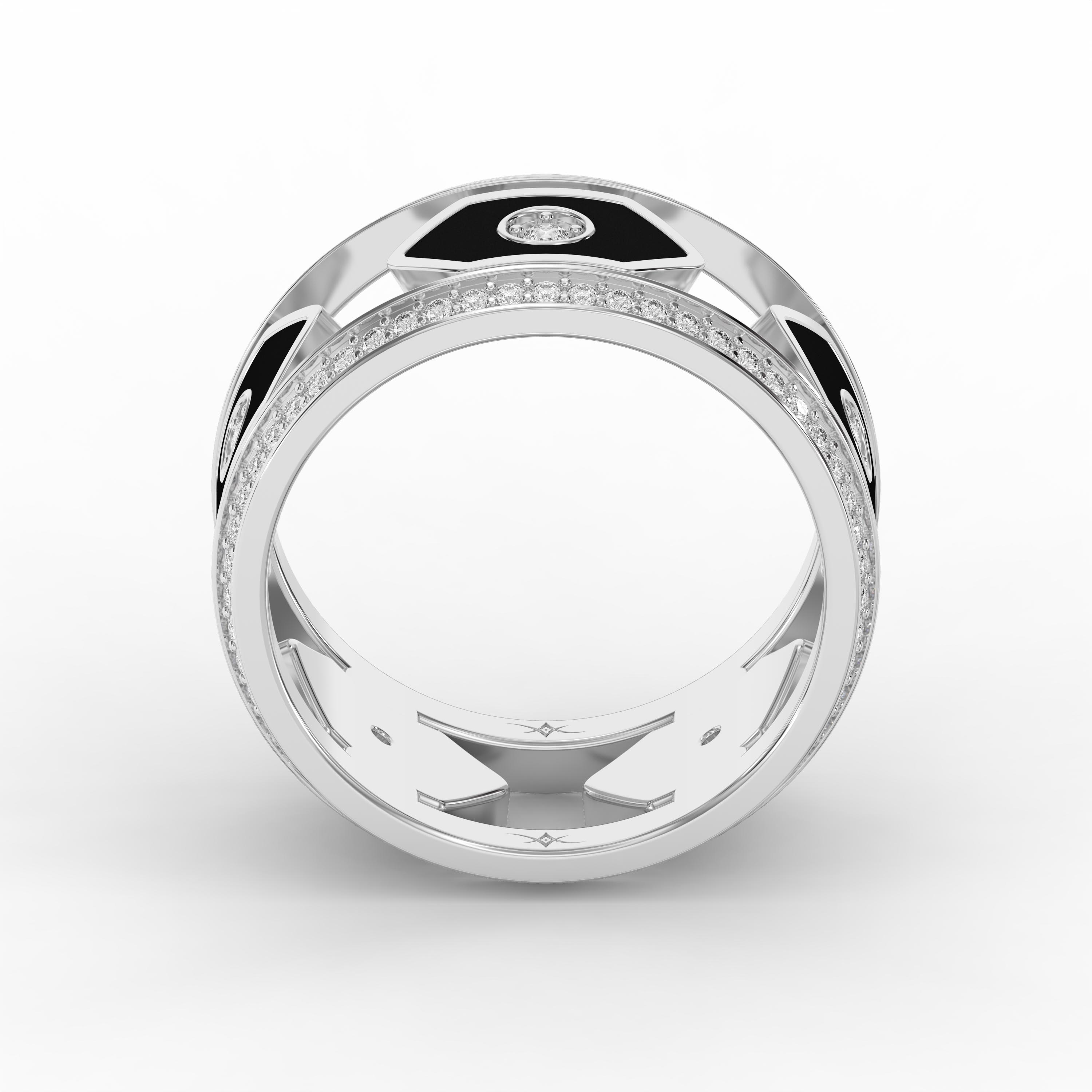 Wide Diamond Band with Black Enamel – Modern Statement Ring for  Women | Lab-Grown & Natural Diamonds