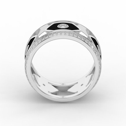 Wide Diamond Band with Black Enamel – Modern Statement Ring for  Women | Lab-Grown & Natural Diamonds