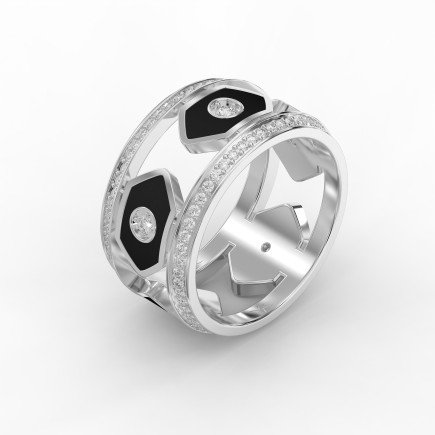 Wide Diamond Band with Black Enamel – Modern Statement Ring for  Women | Lab-Grown & Natural Diamonds