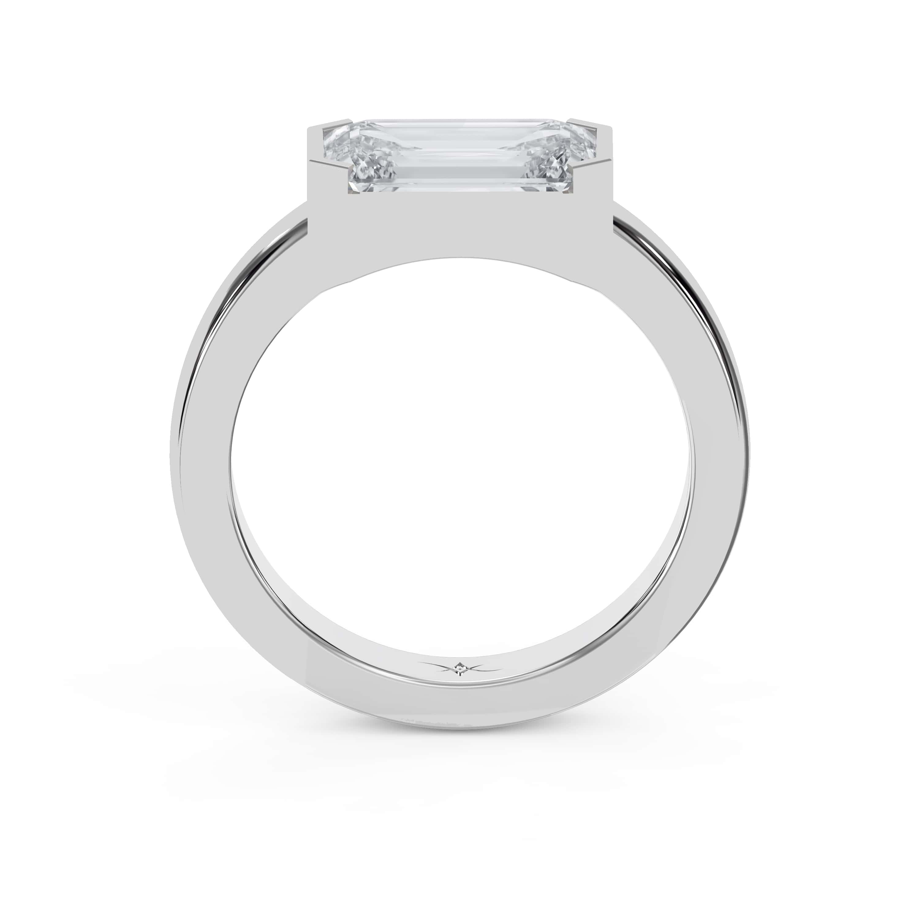 Bar Channel Setting Emerald Shape Diamond Ring – Lab Grown or Natural Diamonds