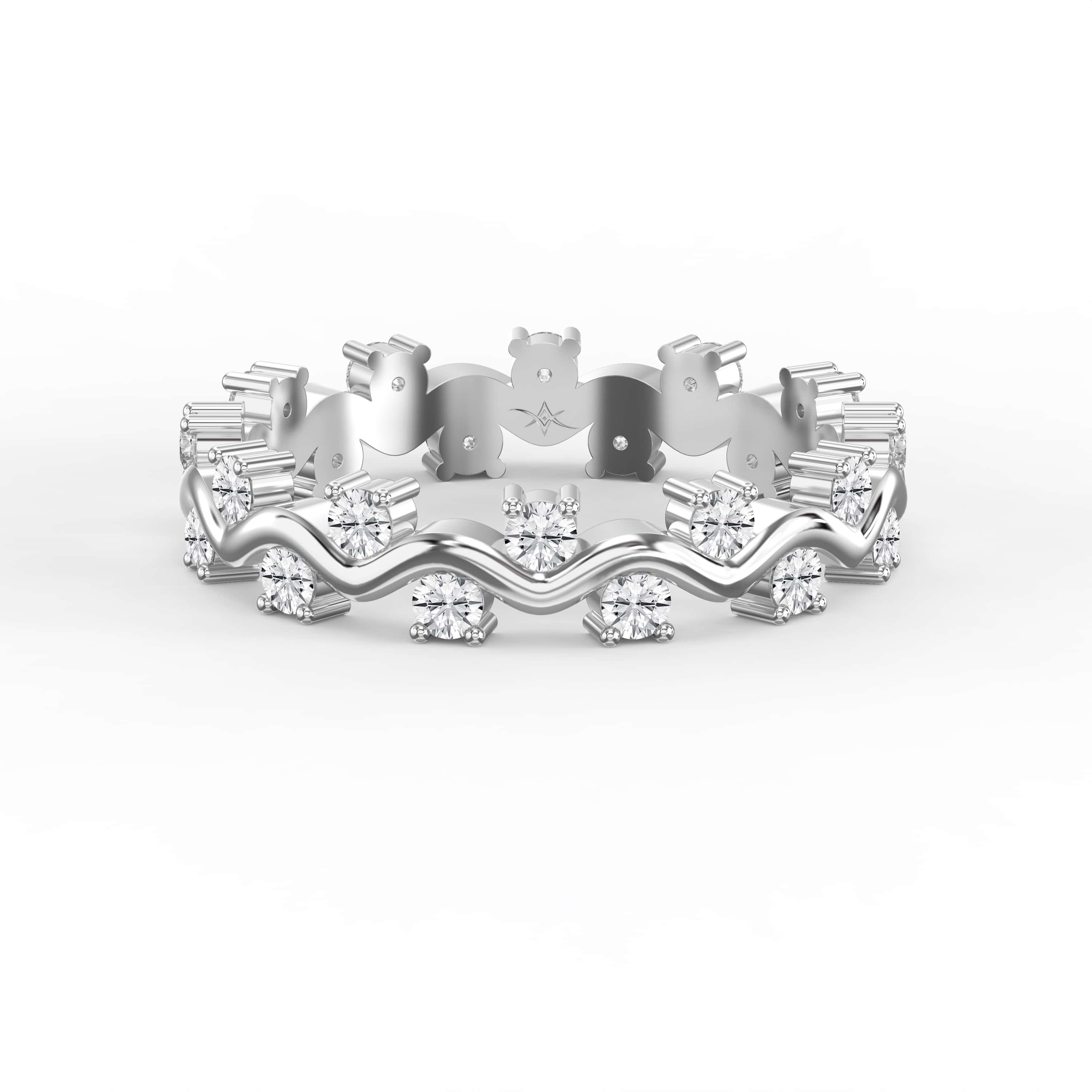 Curved Diamond Ring with Round Brilliant Cut – Lab-Grown & Natural Elegance