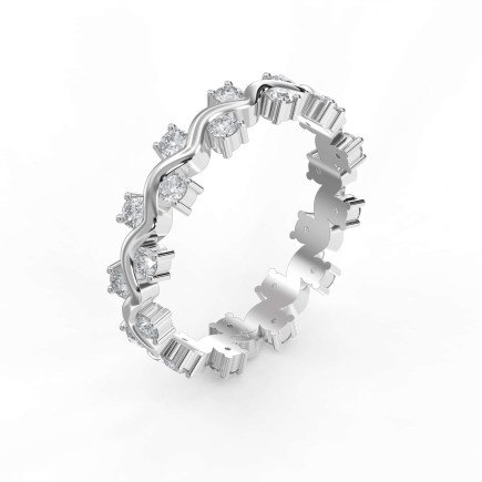 Curved Diamond Ring with Round Brilliant Cut – Lab-Grown & Natural Elegance