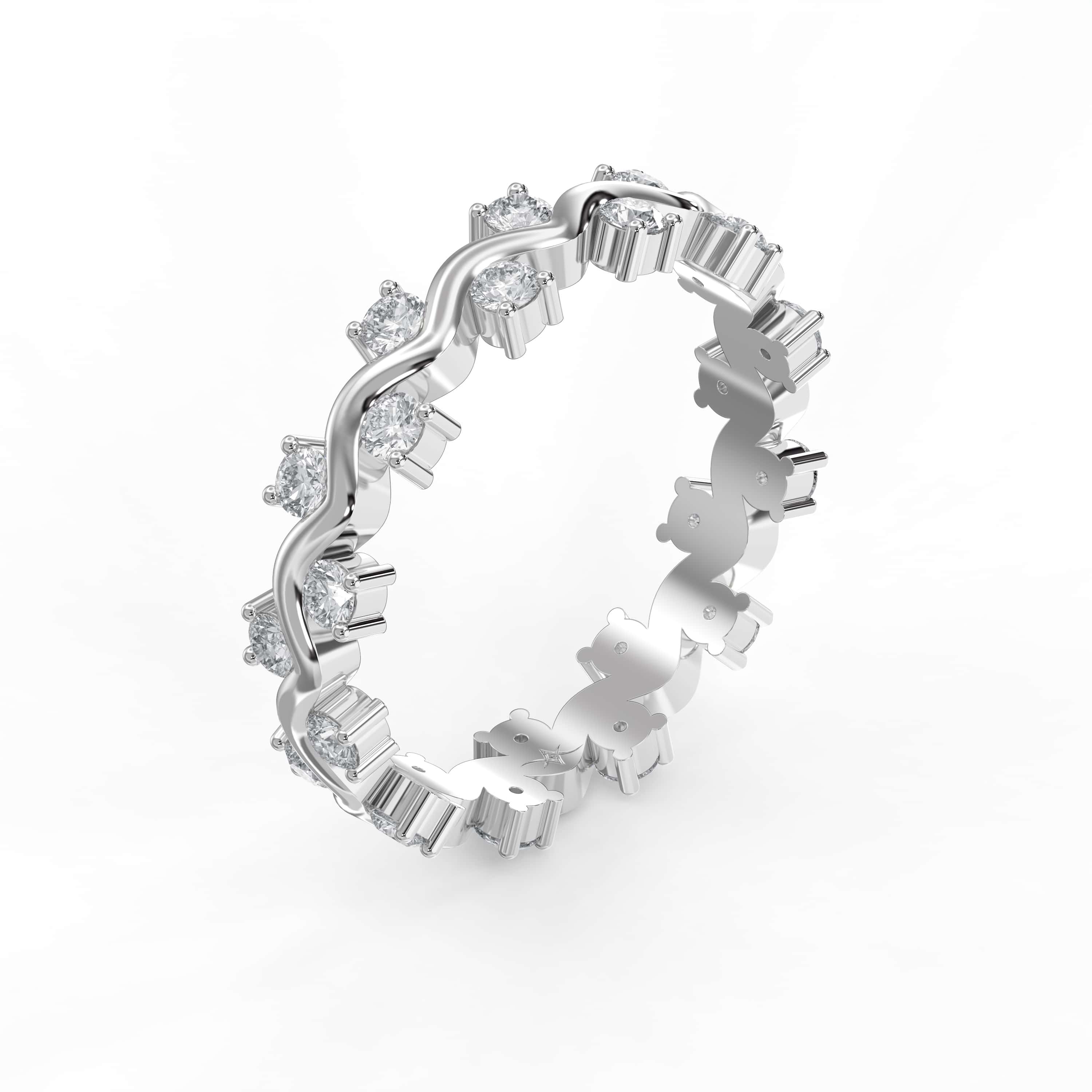 Curved Diamond Ring with Round Brilliant Cut – Lab-Grown & Natural Elegance