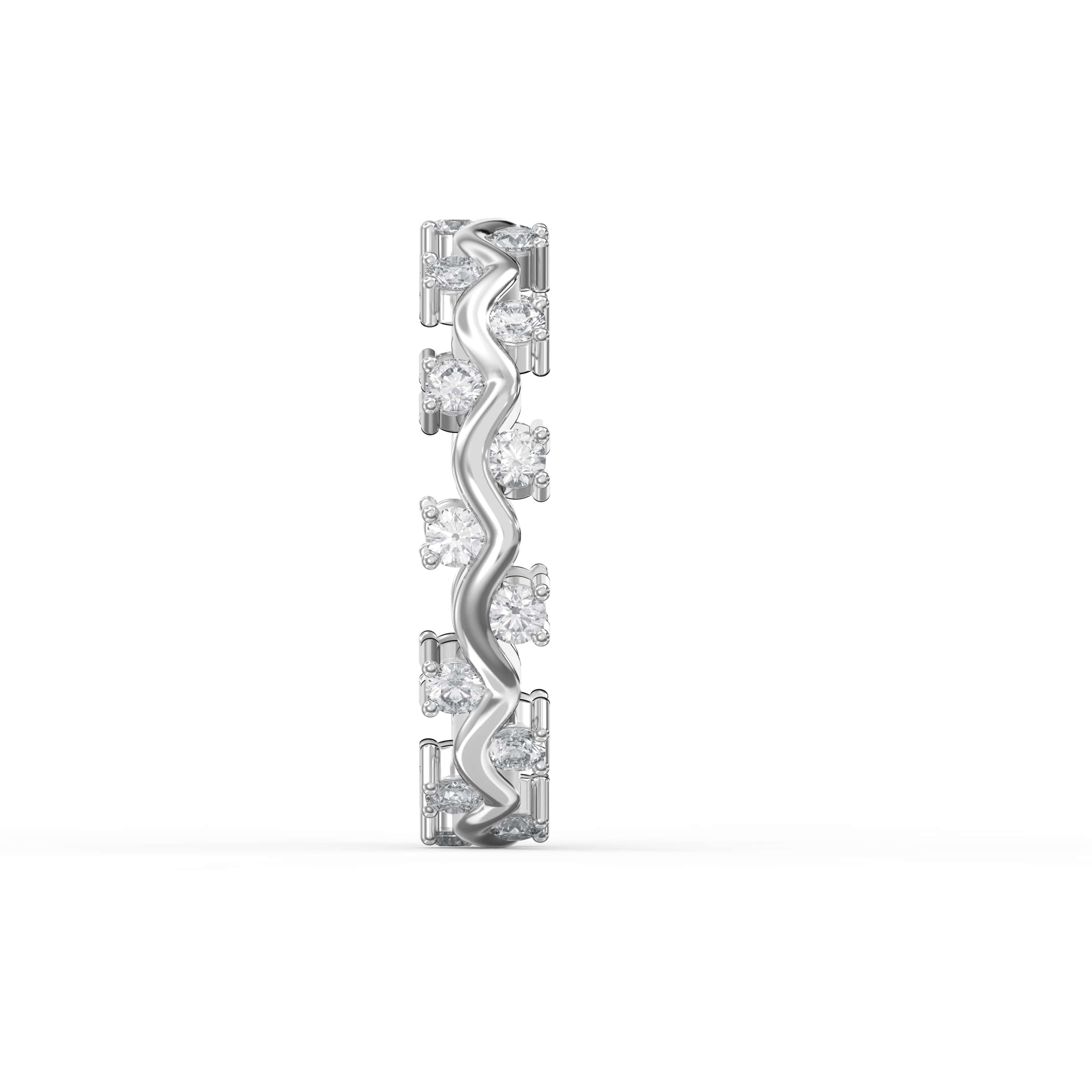 Curved Diamond Ring with Round Brilliant Cut – Lab-Grown & Natural Elegance
