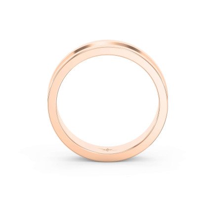 Bullnose Groove Pattern Flat Wedding Ring Bold Lines, Timeless Strength — A Gold Engagement Band for Men