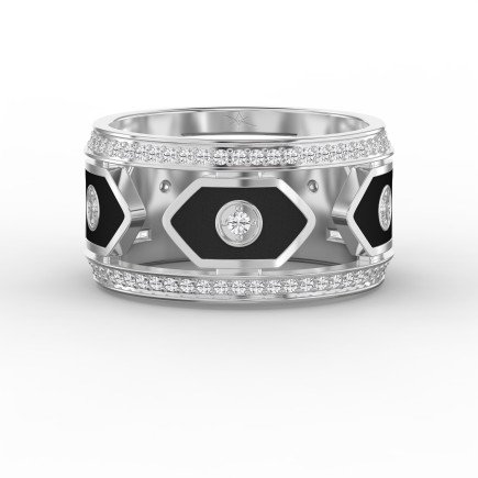 Wide Diamond Band with Black Enamel – Modern Statement Ring for  Women | Lab-Grown & Natural Diamonds