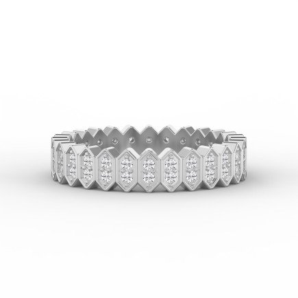 Eternal Hexagon  Round Shape Diamond Band – Marquise Motif Wedding Ring | Lab-Grown & Natural Diamonds