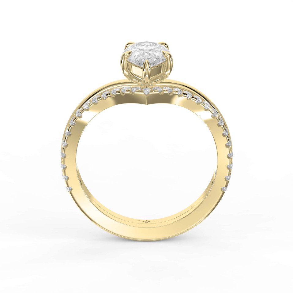 Master Stone Pear Shape Ring with Round Side Diamonds
