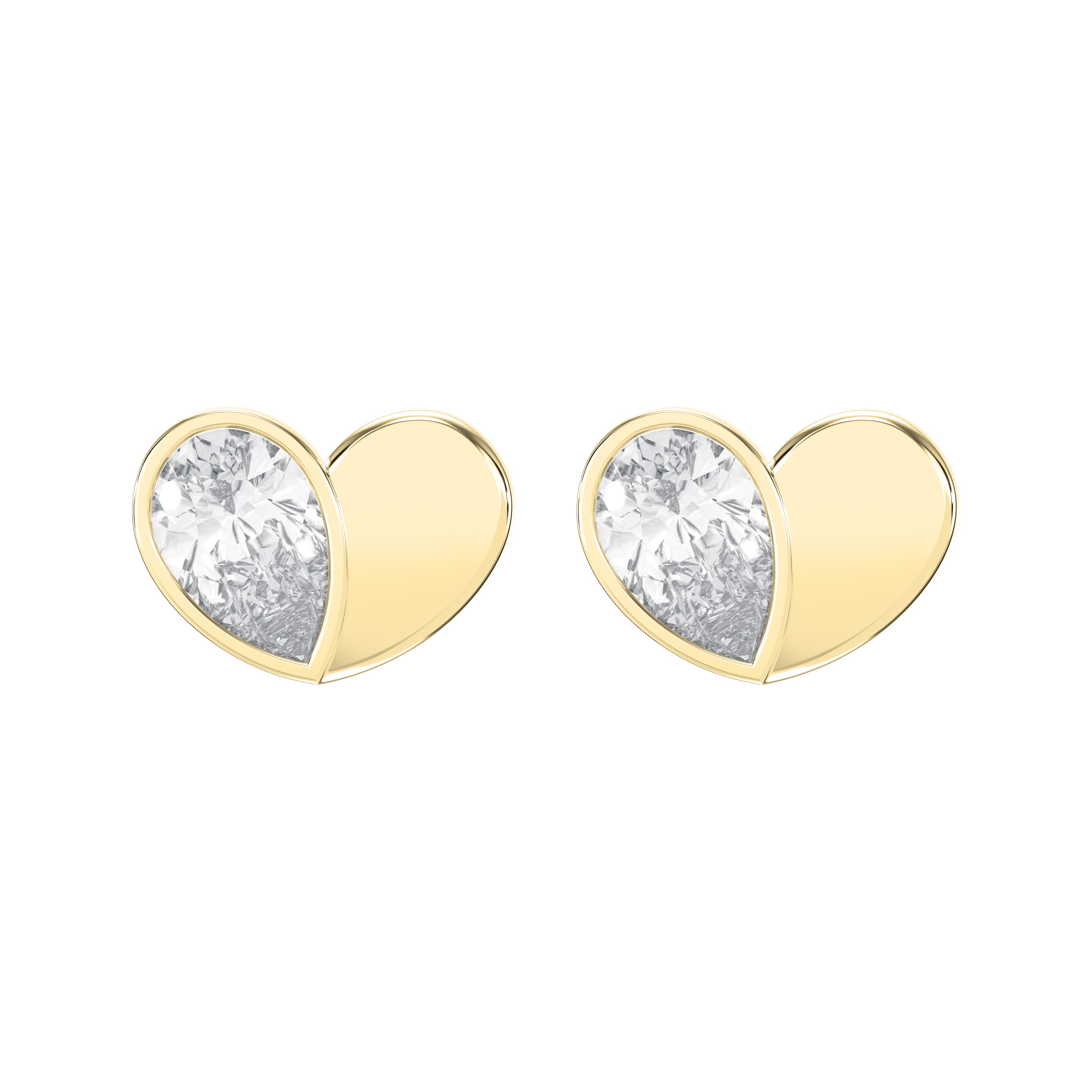 Heart Shape Earrings with Pear-Shaped Diamond | Lab-Grown