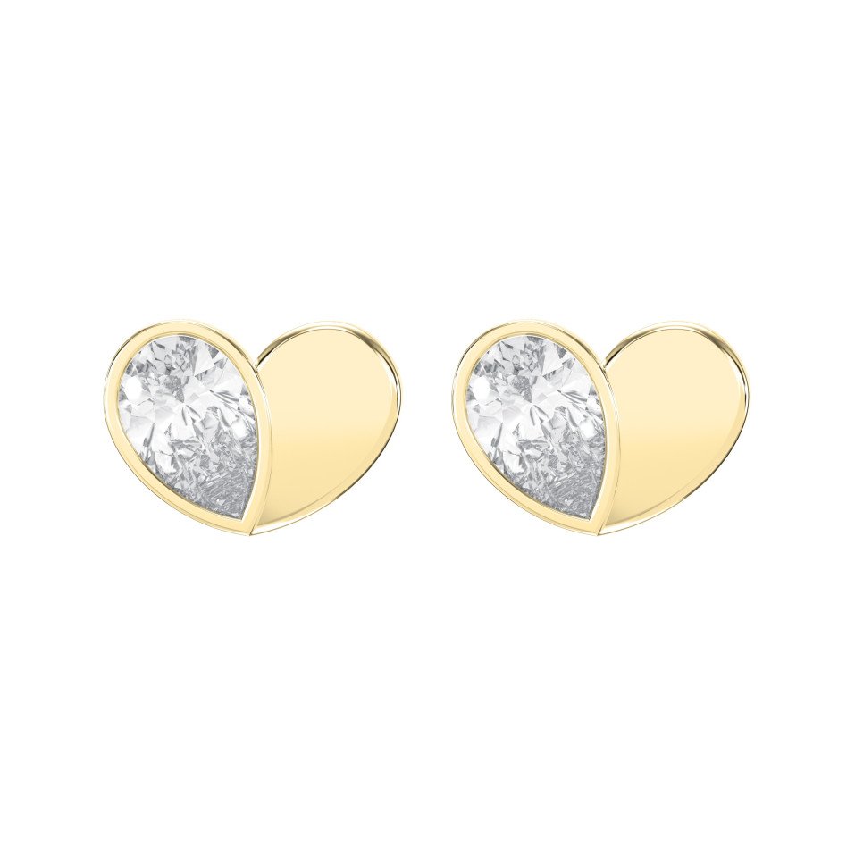 Heart Shape Earrings with Pear-Shaped Diamond | Lab-Grown