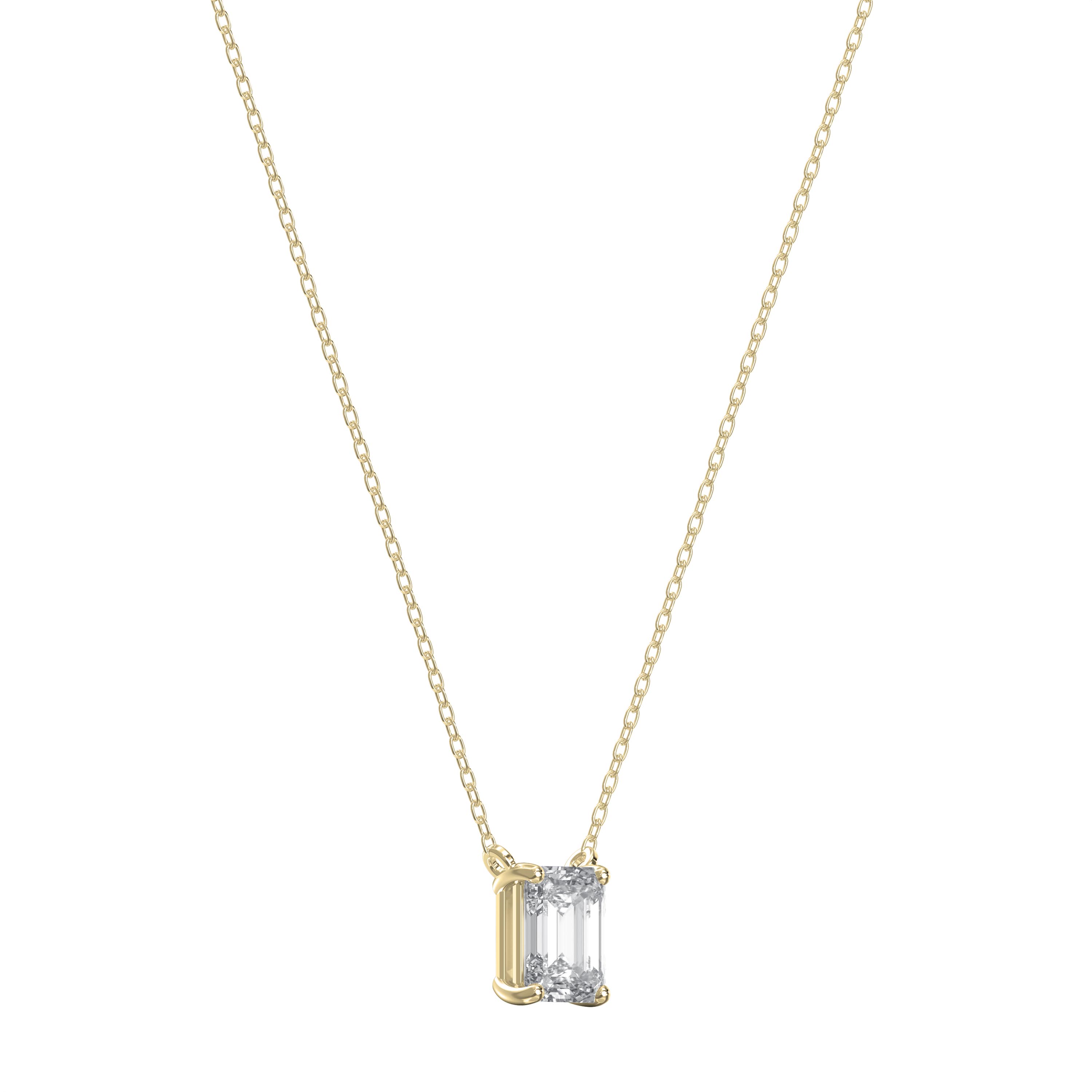 Emerald Shape Diamond Necklace – Choose Lab Grown or Natural Center Diamond