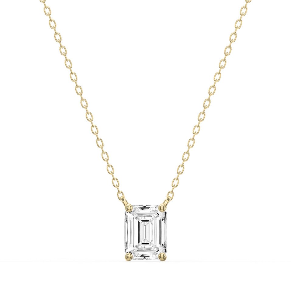 Emerald Shape Diamond Necklace – Choose Lab Grown or Natural Center Diamond