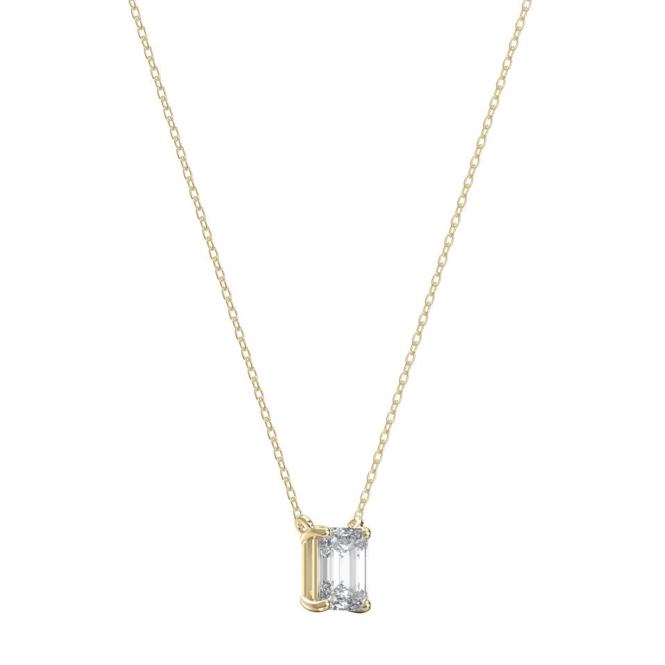 Emerald Shape Diamond Necklace – Choose Lab Grown or Natural Center Diamond