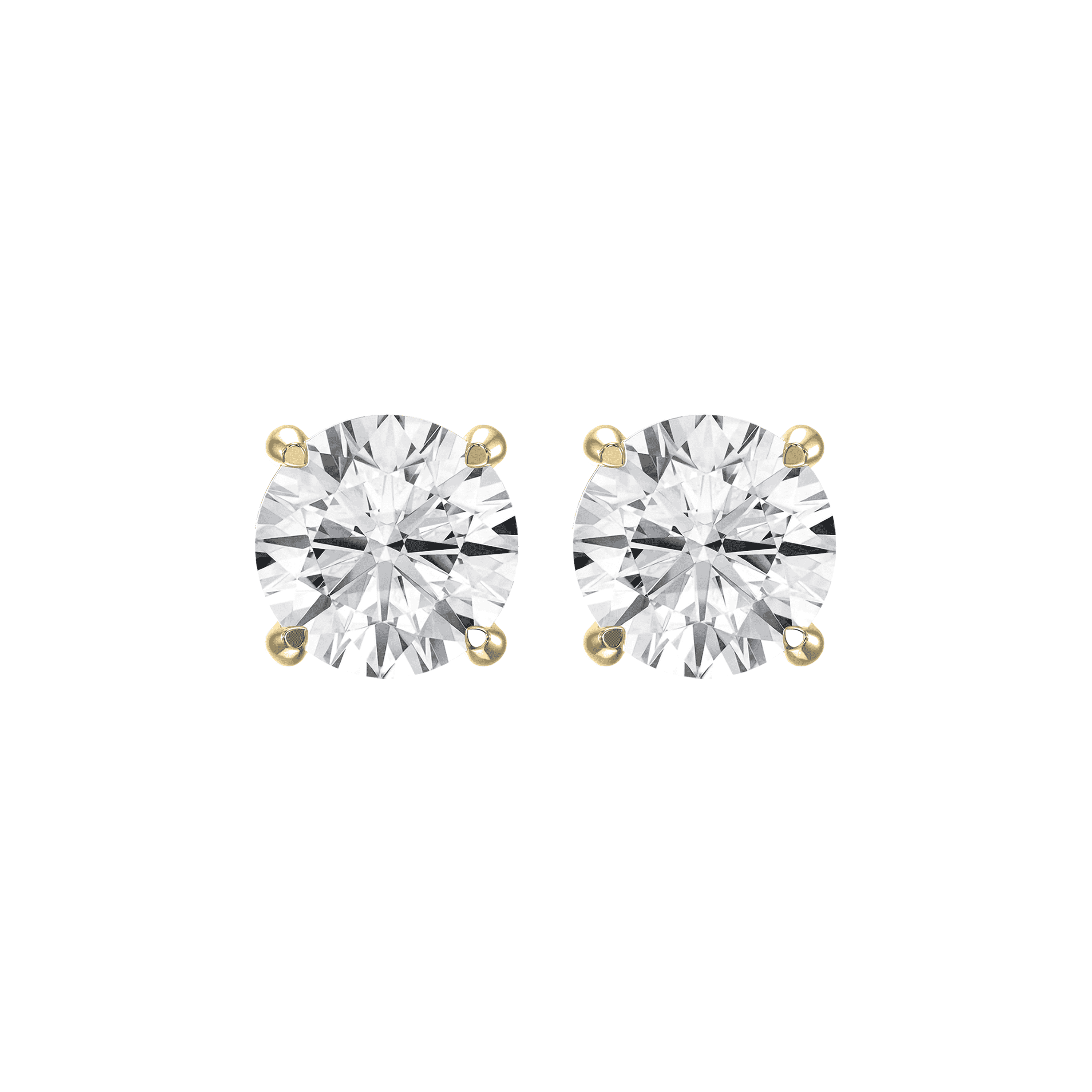 14K Gold 4-Prong Round Diamond Stud Earrings – Lab Grown Diamonds