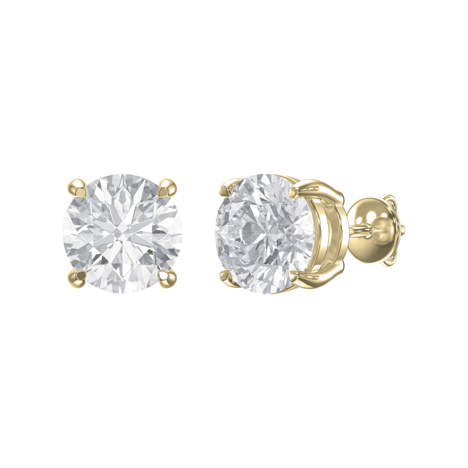 14K Gold 4-Prong Round Diamond Stud Earrings – Lab Grown Diamonds