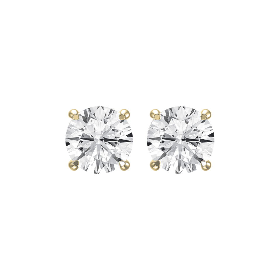 14K Gold 4-Prong Round Diamond Stud Earrings – Lab Grown Diamonds