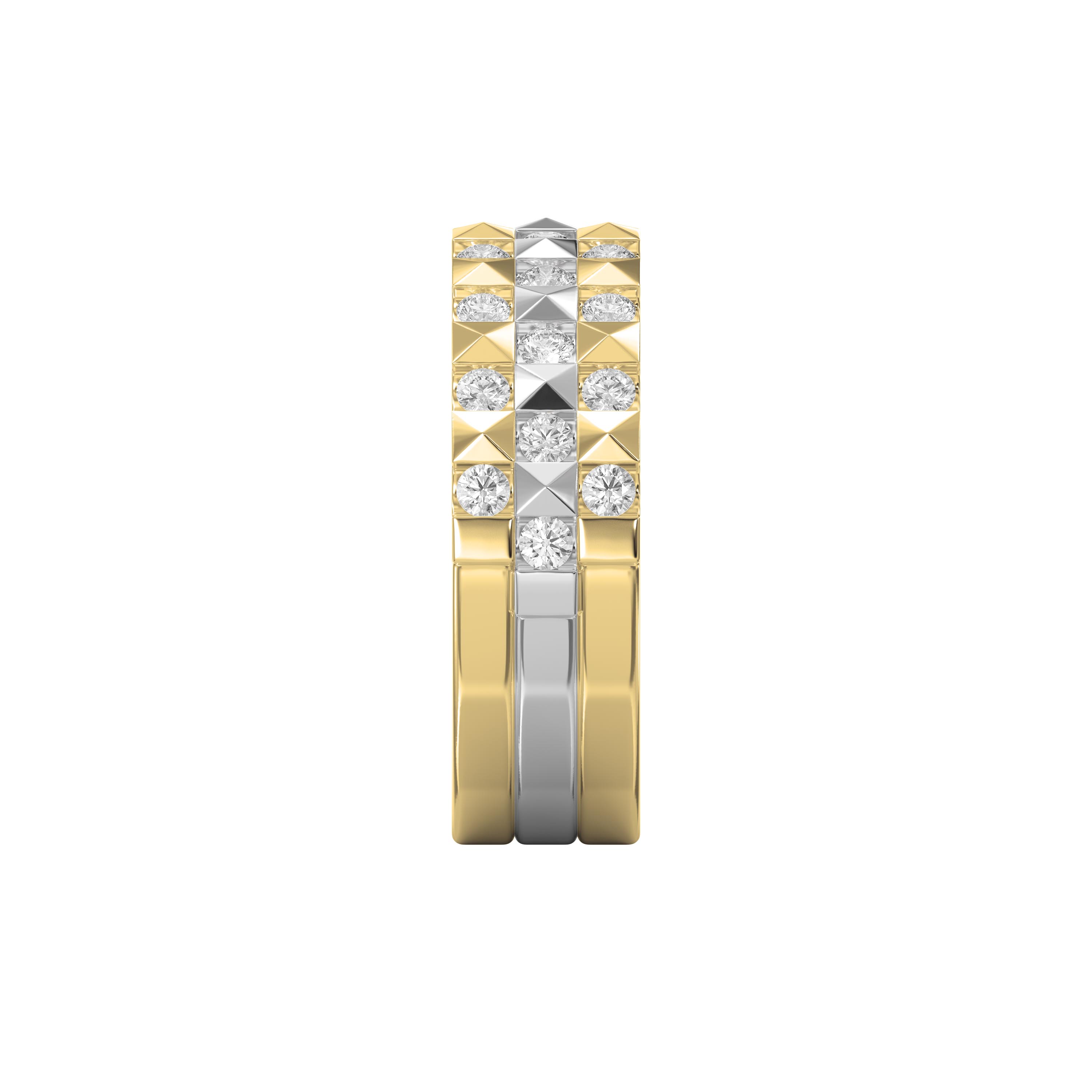 Stellar Edge Two-Tone  Diamond Band Ring Round Brilliant Cut Diamonds | Modern Wedding & Anniversary Ring