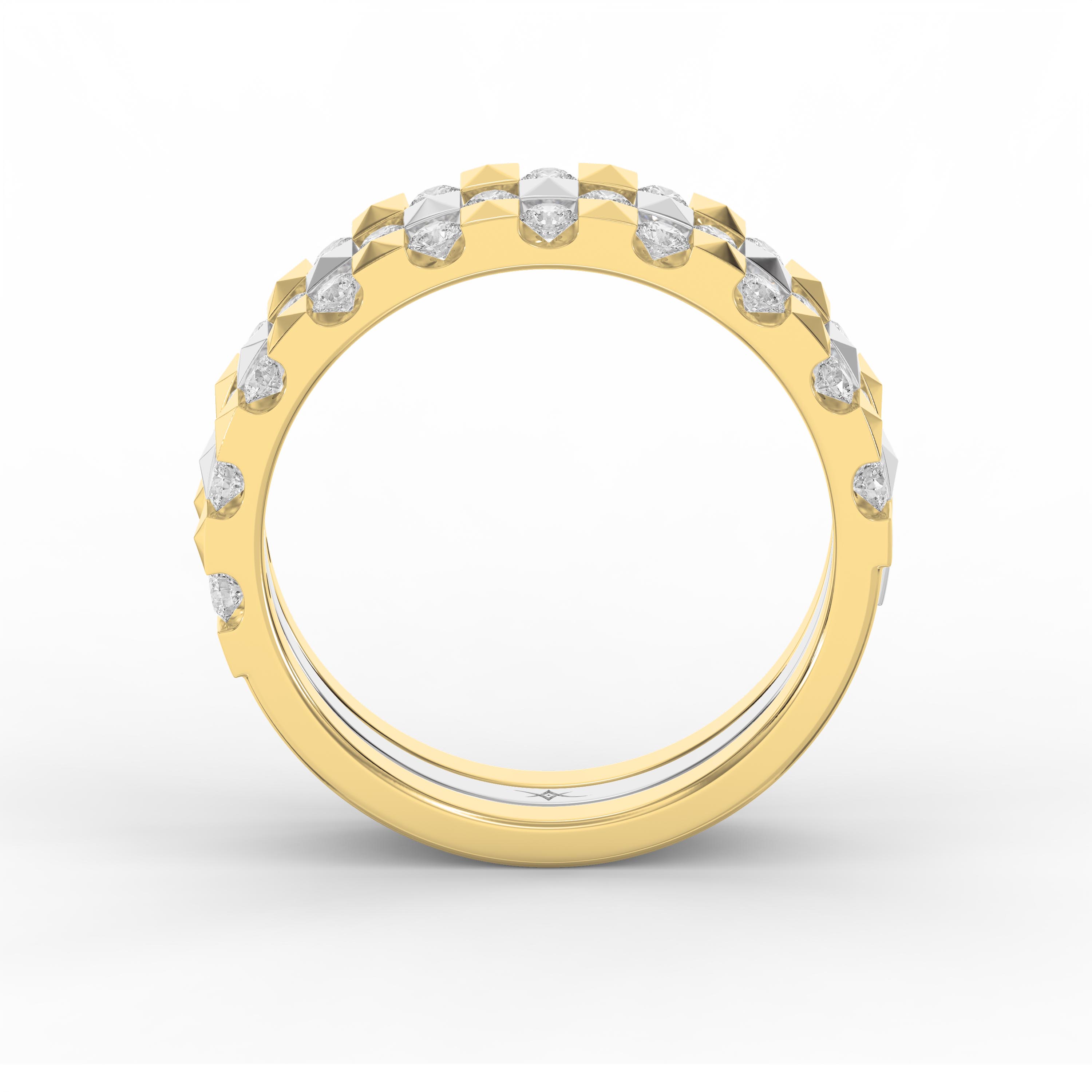 Stellar Edge Two-Tone  Diamond Band Ring Round Brilliant Cut Diamonds | Modern Wedding & Anniversary Ring