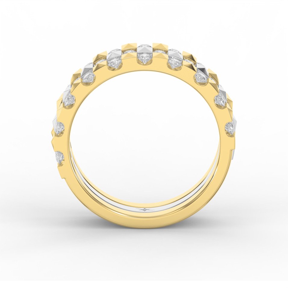 Stellar Edge Two-Tone  Diamond Band Ring Round Brilliant Cut Diamonds | Modern Wedding & Anniversary Ring