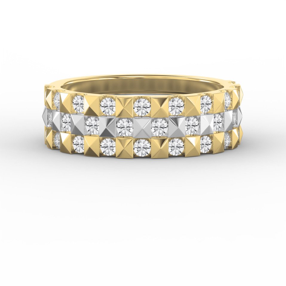 Stellar Edge Two-Tone  Diamond Band Ring Round Brilliant Cut Diamonds | Modern Wedding & Anniversary Ring